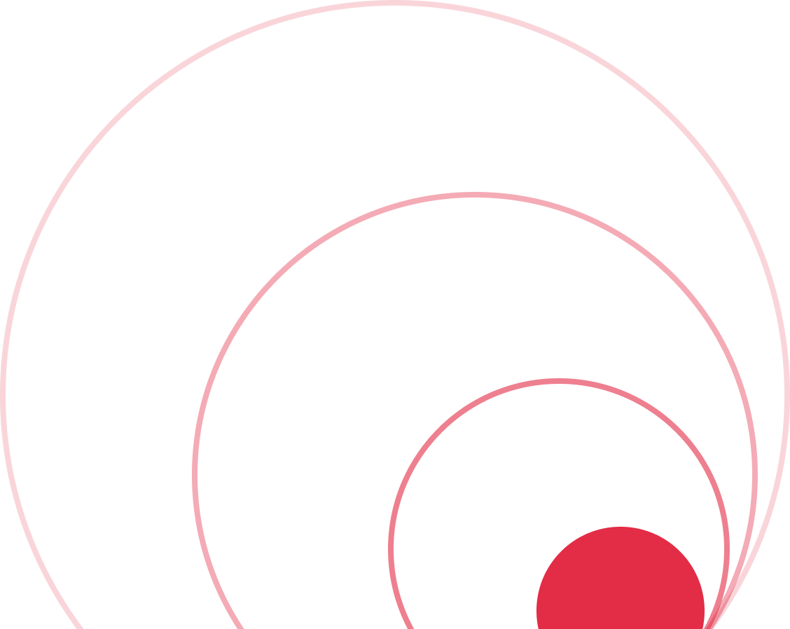 Red concentric circles half